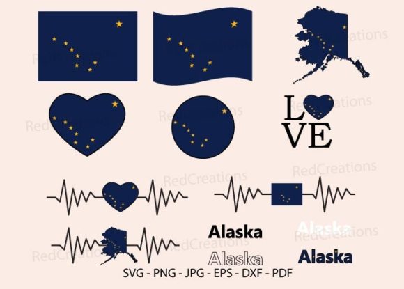Alaska Flag Bundle Svg for Crafts and Graphics