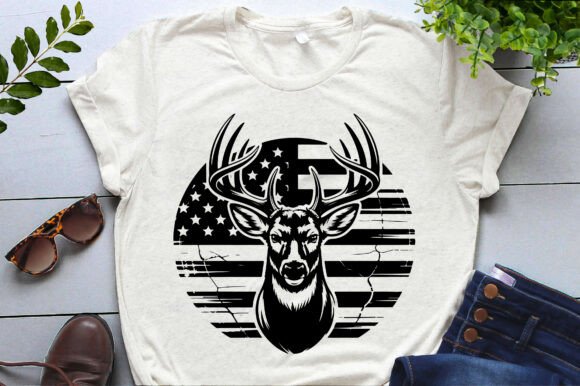 American Flag Deer Hunting Graphic for Crafts