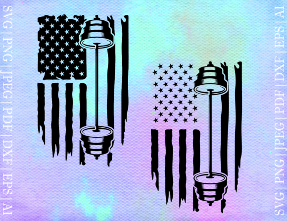 Barbell American Flag Graphics for Crafts