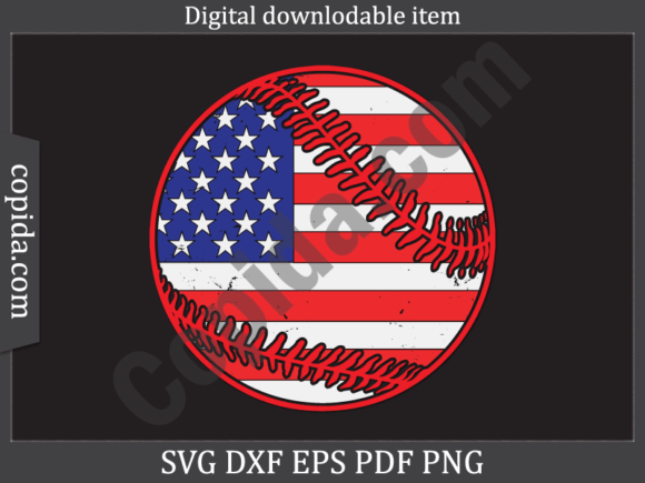 Baseball American Flag Graphics for Crafts