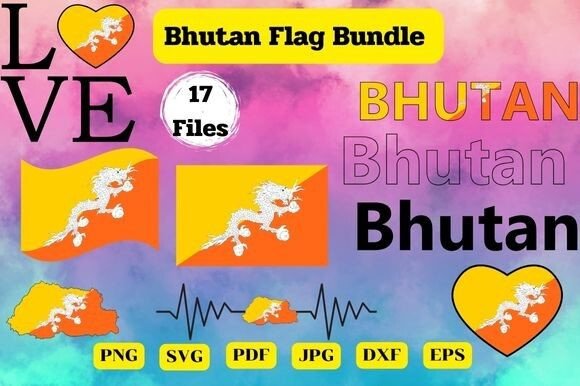 Bhutan Flag Bundle Svg for Crafts and Graphics