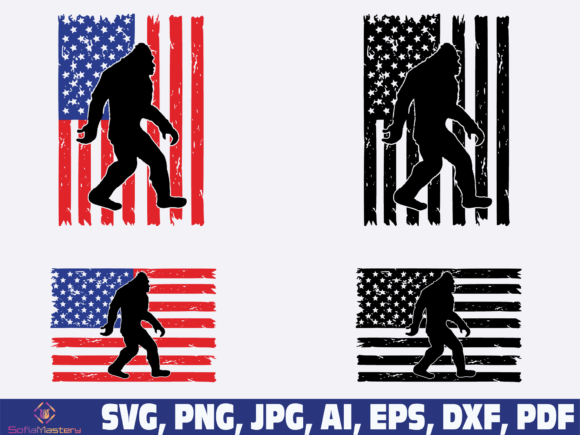 Big Foot Usa Flag Graphics for Crafts and Digital Publishing