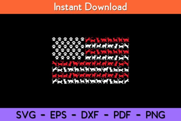 Cat American Flag USA Paws Patriotic Graphics for Crafts