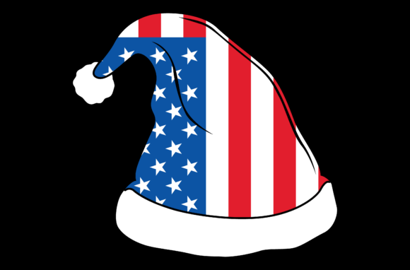 Christmas Hat USA Flag Santa Hat for Crafts and Graphics