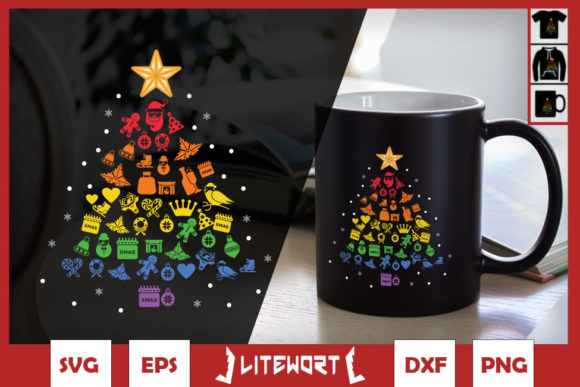 Christmas Tree Pride Rainbow Flag Graphics for Crafts and Content Publishing