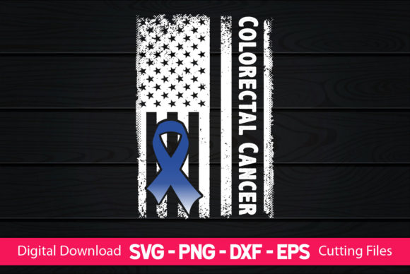 Colorectal Cancer American Flag Graphics for Crafts