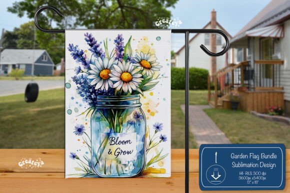Daisy Summer Spring Garden Flag Png for Crafts and Graphics