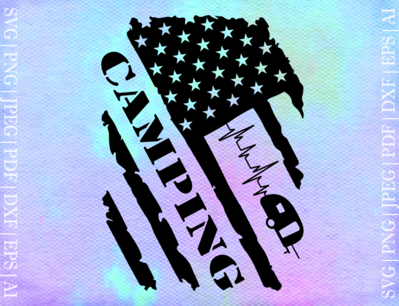Distress Flag Camping Svg