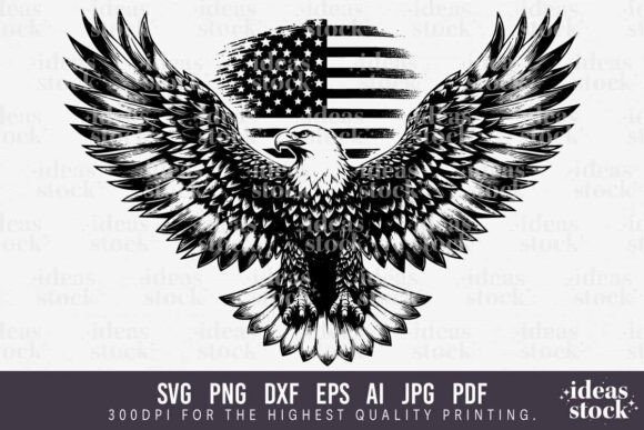 Eagle Svg USA Flag Patriotic Graphics for Crafts