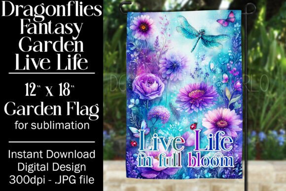 Fantasy Dragonfly Garden Flag Design 29 for Crafts and Graphics