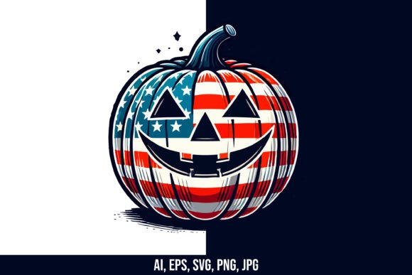 Halloween Pumpkin with Usa Flag in Skin Review