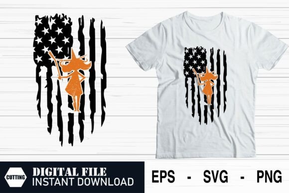 Halloween Witch US Flag - Spooky Graphics for Crafts
