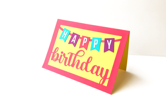 Happy Birthday Banner Flag Card SVG for Crafts and Graphics