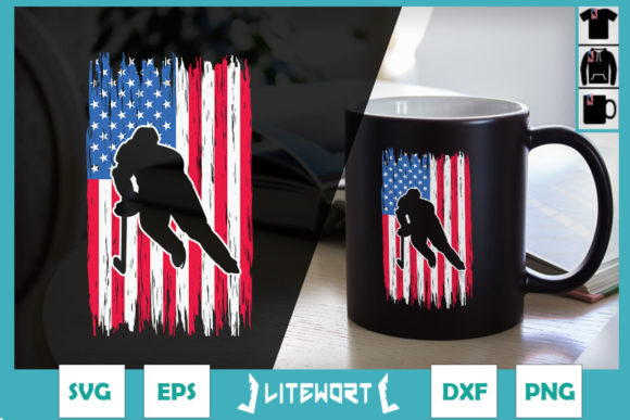 Ice Hockey Goalie USA Flag Graphics for Crafts