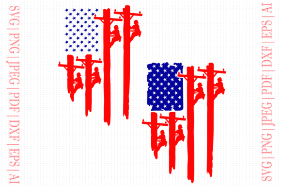 Lineman American USA Flag Graphics for Crafts