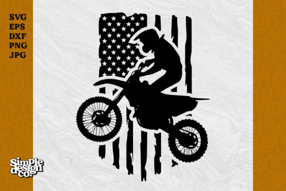 Motocross Distressed American Flag Graphics for Crafts