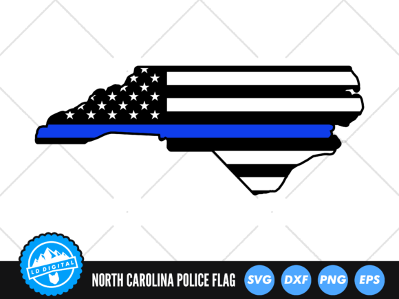 North Carolina Police Blue Line US Flag Graphics for Crafts