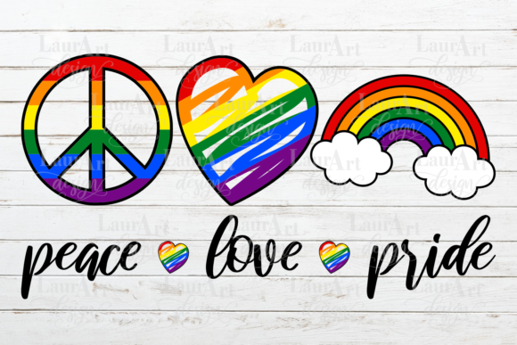 Peace Love Pride LGBTQ Rainbow Flag Graphics for Crafts