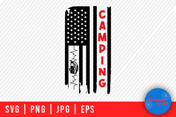 Pop Up Camper with American Flag Graphics for Crafts