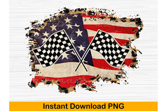 Racing American Flag PNG, 4th of July Graphics for Crafts