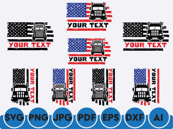 Semi Truck Flag Graphic Design Asset for Crafts