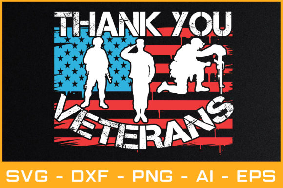THANK YOU VETERANS USA FLAG Sublimation Graphics for Crafts
