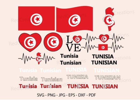 Tunisia Flag Bundle Graphics for Crafts and Branding