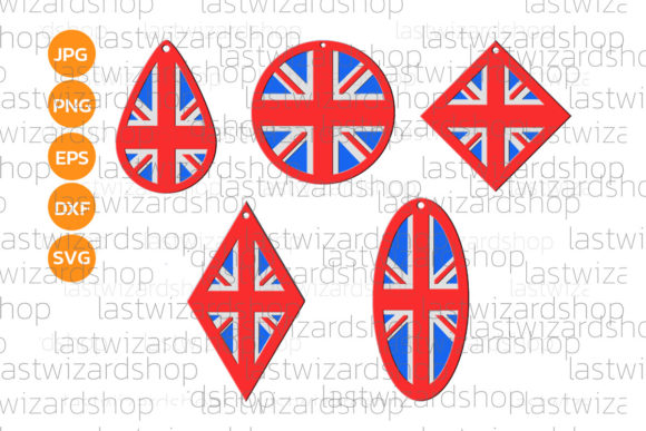 UK Flag Earrings Graphics for Crafts and Branding