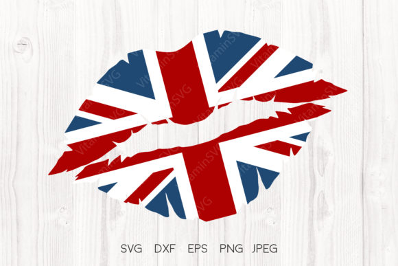 UK Flag Girl Lips Kiss Graphics for Crafts and Branding