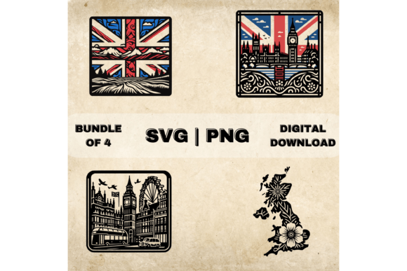 UK Flag SVG Bundle for Embroidery Projects
