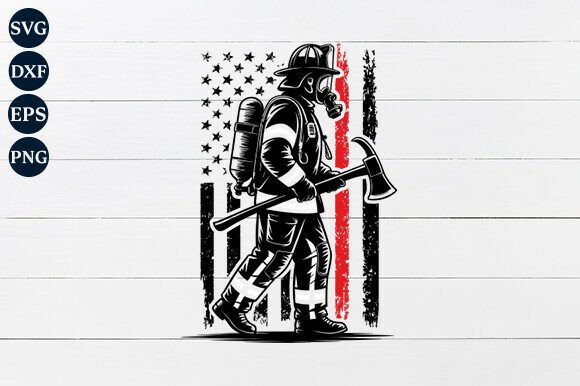 USA Flag Firefighter SVG for Crafts and Graphics