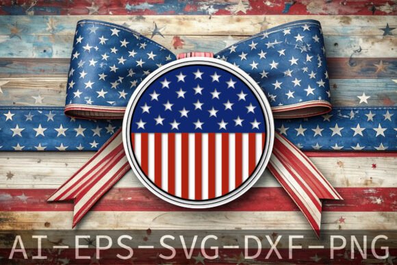 USA Flag Round Door Sign Hanger Design for Crafts and Graphics