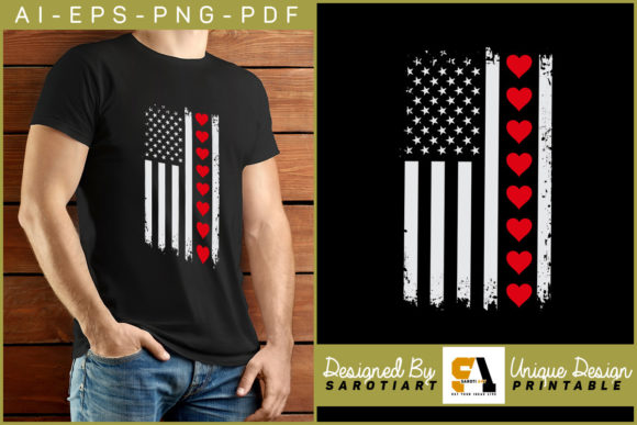 USA FLAG WITH VALENTINE – Valentine's Day Graphics for Blog and Website Use