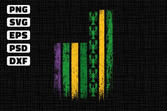 Vintage Crawfish Stripe Flag Distressed Graphics for Crafts