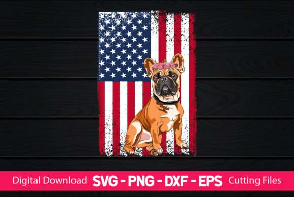 Vintage Pug American Flag 4th of July Graphics for Crafts