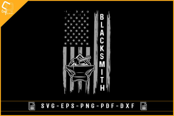 Vintage USA Flag Blacksmith Sublimation Graphics for Crafts